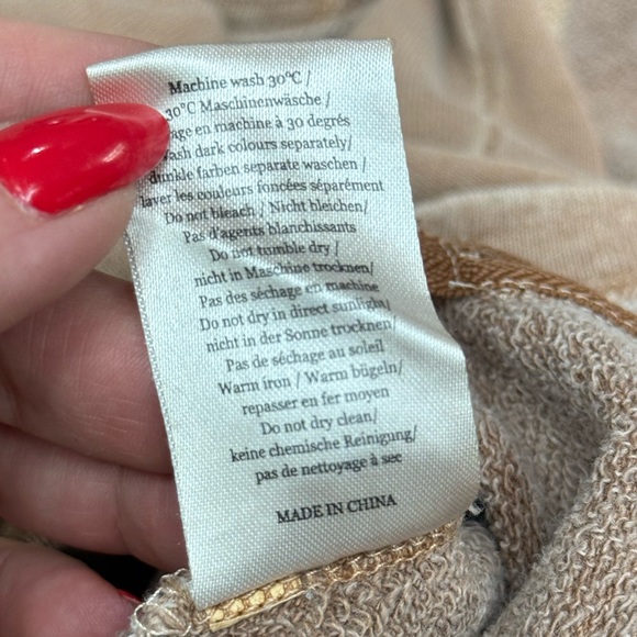 Wrap London Tan Hemp Cotton Tunic Sweatshirt Zip Hem Size 8 Medium Casual Boho - Picture 9 of 11